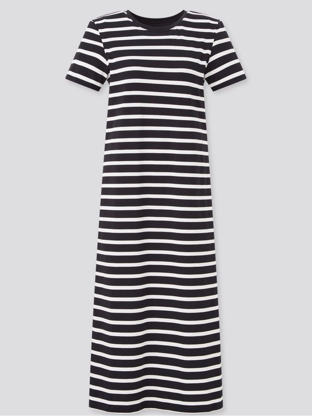 Uniqlo AIRism Built-in Bra Short-Sleeve Maxi Dress Bk/Wh Stripes XL Coastal